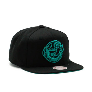 Vancouver Grizzlies Mitchell & Ness NBA Snapback Cap Hat Black Crown/Visor Teal Logo (Two Tonal)