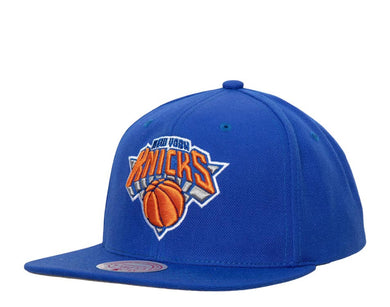 New York Knicks Mitchell & Ness NBA Snapback Cap Hat Royal Blue Crown/Visor Team Color Logo Dark Gray UV