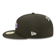Load image into Gallery viewer, Los Angeles Lakers New Era NBA 59FIFTY 5950 Fitted Cap Hat Black Crown/Visor Team Color Logo 17x Crown Rose (Crown Champs)
