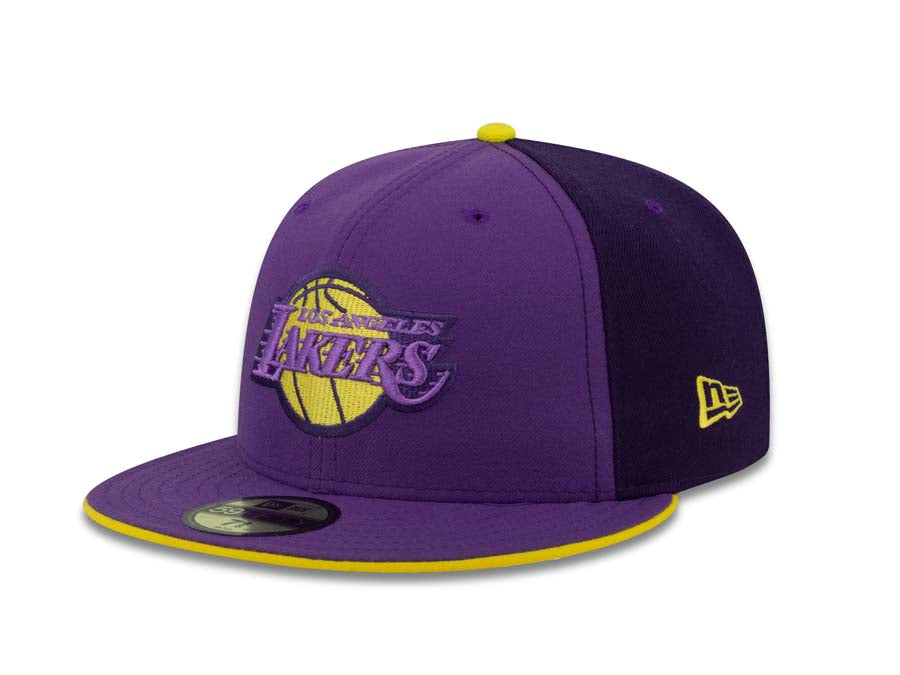 Los Angeles Lakers New Era 59FIFTY 5950 NBA Fitted Cap Hat Purple/ Dark Purple Crown Purple Visor Team Color Logo