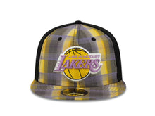 Load image into Gallery viewer, Los Angeles Lakers New Era 59FIFTY 5950 NBA Fitted Cap Hat Purple/Yellow/Black Crown Purple/Yellow Visor Team Color Logo (Neo Plaid)

