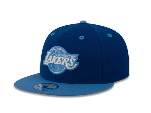 Los Angeles Lakers Adidas NBA Fitted Cap Hat Navy Crown Sky Blue Visor White/Sky Blue Logo
