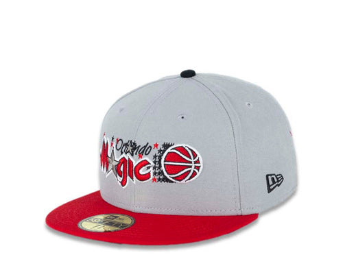 Orlando Magic New Era NBA 59FIFTY 5950 Fitted Cap Hat Gray Crown Red Visor Red/Black/White Logo