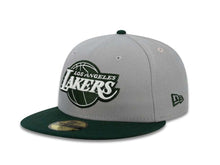 Load image into Gallery viewer, Los Angeles Lakers New Era 59FIFTY 5950 NBA Fitted Cap Hat Gray Crown Green Visor White/Green Logo
