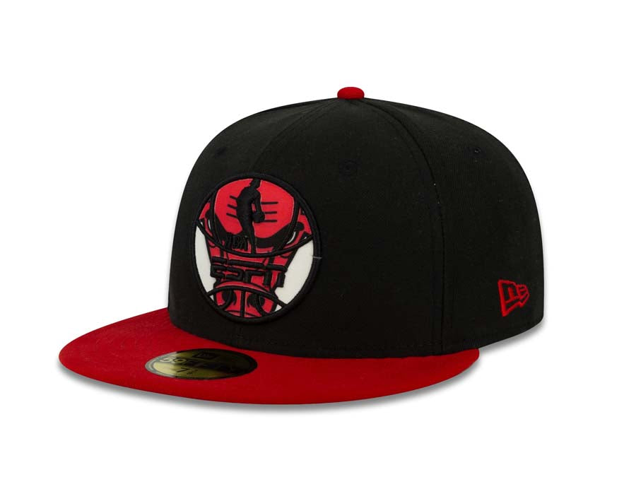 Chicago Bulls New Era 59FIFTY 5950 NBA Fitted Cap Hat Black Crown Red Visor Team Color Logo (Innerlocked)
