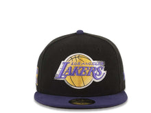 Load image into Gallery viewer, Los Angeles Lakers New Era NBA 59FIFTY 5950 Fitted Cap Hat Black Crown Purple Visor Team Color Logo (Edge Flare)
