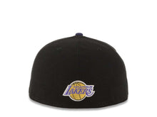 Load image into Gallery viewer, Los Angeles Lakers New Era NBA 59FIFTY 5950 Fitted Cap Hat Black Crown Purple Visor Team Color Logo (Edge Flare)
