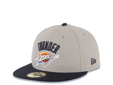 Oklahoma City Thunder New Era NBA 59FIFTY 5950 Fitted Cap Hat Gray Crown Navy Blue Visor Team Color Logo