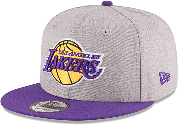 Los Angeles Lakers New Era NBA 9FIFTY 950 Snapback Cap Hat Heather Gray  Crown Purple Visor Team Color Logo