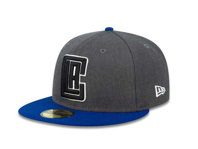 Los Angeles Clippers New Era NBA 59FIFTY 5950 Fitted Cap Hat Heather Dark Gray Crown Royal Blue Visor Black/White Logo