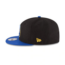 Load image into Gallery viewer, Golden State Warriors New Era NBA 9FIFTY 950 Snapback Cap Hat Black Crown Royal Blue Visor Royal Blue/Yellow Logo
