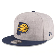 Load image into Gallery viewer, Indiana Pacers New Era NBA 9FIFTY 950 Snapback Cap Hat Heather Gray Crown Navy Visor Team Color Logo
