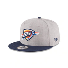 Load image into Gallery viewer, Oklahoma City Thunder New Era NBA 9FIFTY 950 Snapback Cap Hat Gray Crown Navy Visor Team Color Logo 
