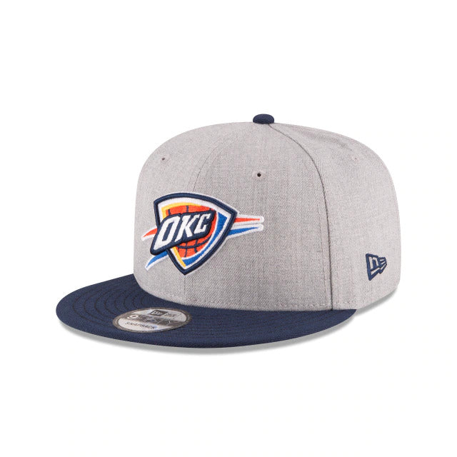 Oklahoma City Thunder New Era NBA 9FIFTY 950 Snapback Cap Hat Gray Crown Navy Visor Team Color Logo 