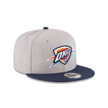 Load image into Gallery viewer, Oklahoma City Thunder New Era NBA 9FIFTY 950 Snapback Cap Hat Gray Crown Navy Visor Team Color Logo 
