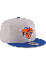 Load image into Gallery viewer, New York Knicks New Era NBA 9FIFTY 950 Snapback Cap Hat Heather Gray Crown Royal Blue Visor Team Color Logo
