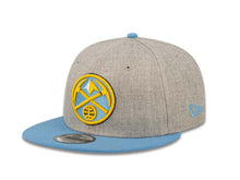 Load image into Gallery viewer, Denver Nuggets New Era NBA 9FIFTY 950 Snapback Cap Hat Heather Gray Crown Sky Blue Visor Team Color Logo

