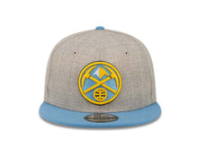Load image into Gallery viewer, Denver Nuggets New Era NBA 9FIFTY 950 Snapback Cap Hat Heather Gray Crown Sky Blue Visor Team Color Logo
