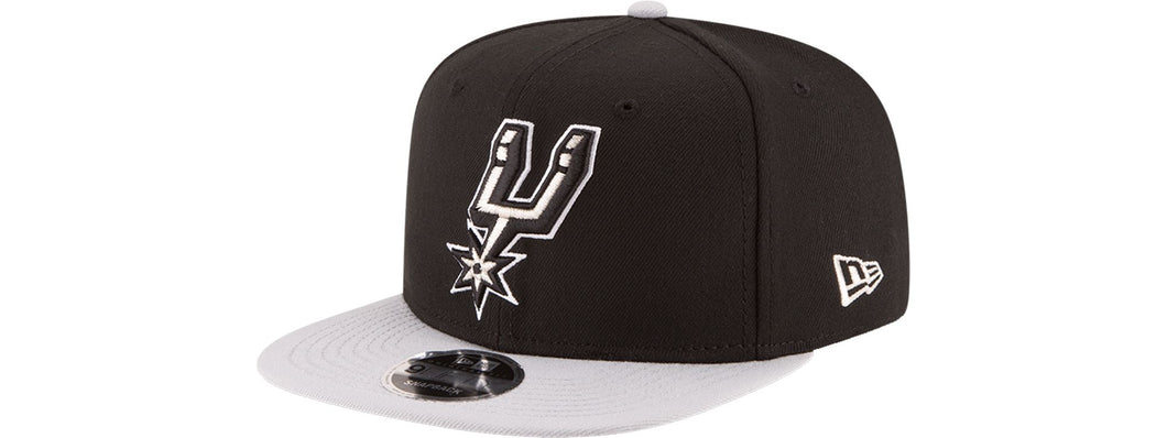 San Antonio Spurs New Era NBA 9FIFTY 950 Original Fit Snapback Cap Hat Black Crown Gray Visor Team Color Logo