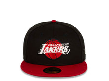 Load image into Gallery viewer, Los Angeles Lakers New Era NBA 59FIFTY 5950 Fitted Cap Hat Black Crown Red Visor White/Red Logo
