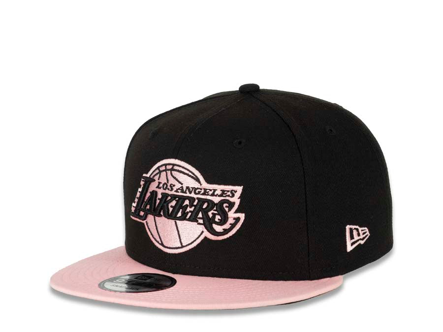 Los Angeles Lakers New Era NBA 9FIFTY 950 Snapback Cap Hat Black Crown Pink Visor Black/Pink Logo 50th Anniversary Side Patch