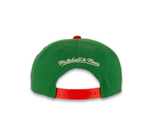 Load image into Gallery viewer, Mitchell &amp; Ness Snapback Milwaukee Bucks HWC Green Crown Red Visor Patches 2 Tone
