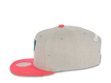Load image into Gallery viewer, San Antonio Spurs Mitchell &amp; Ness NBA Snapback Cap Hat Gray Crown Pink Visor Teal/Black/White Logo
