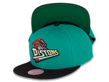 Load image into Gallery viewer, Detroit Pistons Mitchell &amp; Ness NBA Snapback Cap Hat Teal Crown Black Visor Team Color HWC Logo
