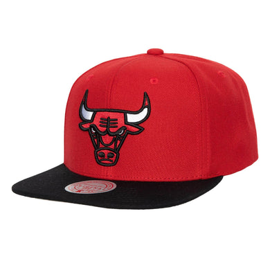 Chicago Bulls Mitchell & Ness NBA Snapback Cap Hat Red Crown Black Visor Team Color Logo