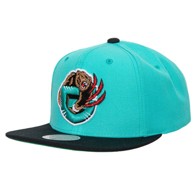 Vancouver Grizzlies Mitchell & Ness NBA 2 Tone 2.0 Snapback Cap Hat Aqua Crown Black Visor Team Color Logo