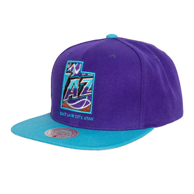 Utah Jazz Mitchell & Ness NBA Team Insider Snapback Cap Hat Purple Crown Sky Blue Visor Team Color Logo