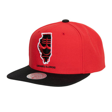 Chicago Bulls Mitchell & Ness NBA Team Insider Snapback Cap Hat Red Crown Black Visor Team Color Logo