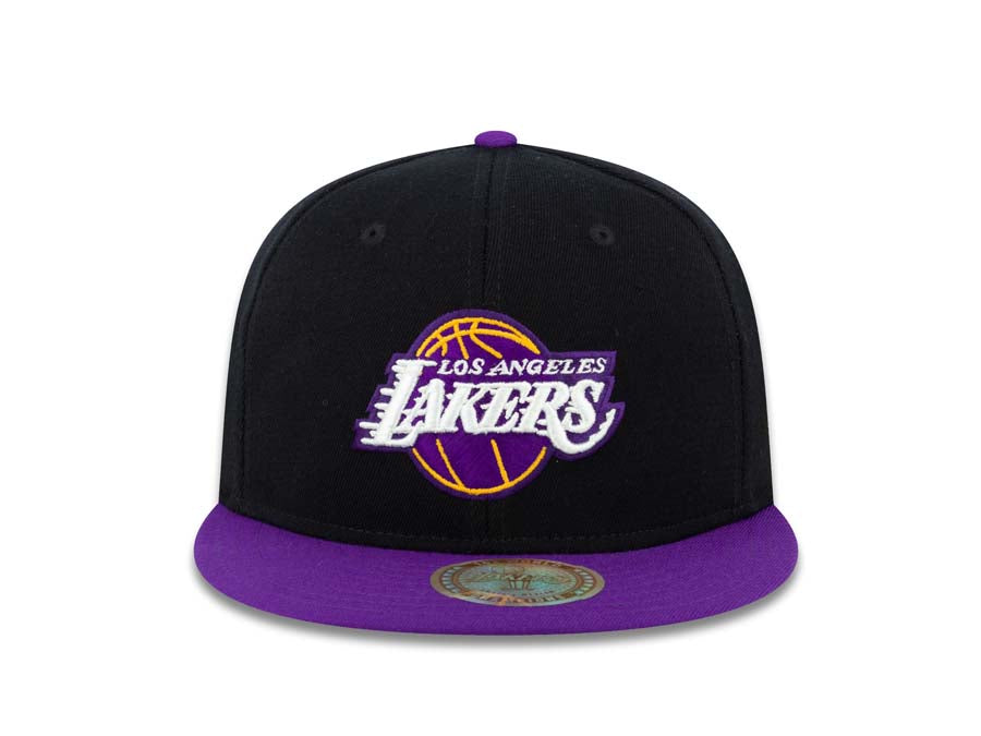 Los Angeles Lakers Adidas NBA Flat Visor Flexfit Cap Hat Yellow Crown/Visor  Team Color Logo