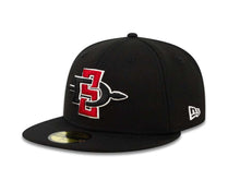 Load image into Gallery viewer, San Diego State Aztecs New Era College Fitted Cap Hat Black Crown/Visor Team Color Logo

