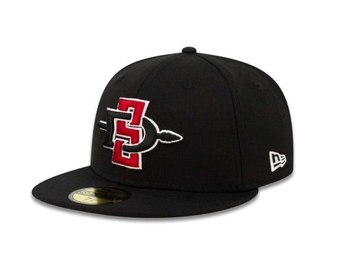 San Diego State Aztecs New Era College Fitted Cap Hat Black Crown/Visor Team Color Logo