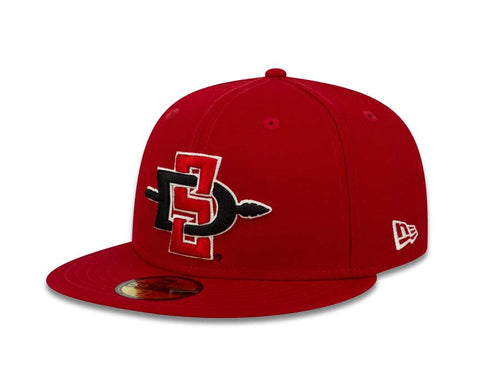 San Diego State Aztecs New Era College 59FIFTY 5950 Fitted Cap Hat Red Crown/Visor Team Color Logo