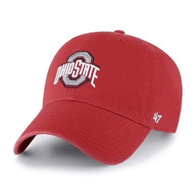 Ohio State Buckeyes '47 Brand NCAA Clean Up Adjustable Cap Hat Red Crown/Visor Team Color Logo