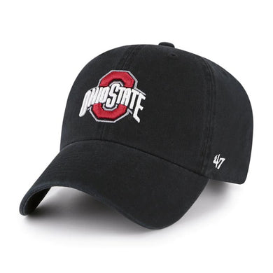 Ohio State Buckeyes '47 Brand NCAA Clean Up Adjustable Cap Hat Black Crown/Visor Team Color Logo