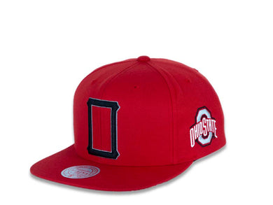 Ohio State Buckeyes Mitchell & Ness NCAA Snapback Cap Hat Red Crown/Visor Black/White Logo