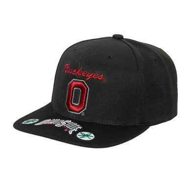 Ohio State Buckeyes Mitchell & Ness NCAA Snapback Cap Hat Black Crown/Visor Team Color Logo (Front Loaded)