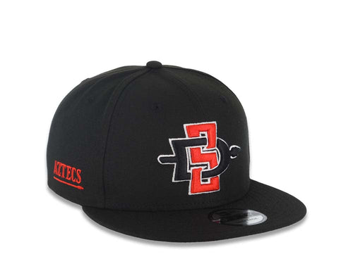 San Diego State Aztecs New Era NCAA 9FIFTY 950 Snapback Cap Hat Black Crown/Visor Team Color Logo Aztecs Side Patch Gray UV