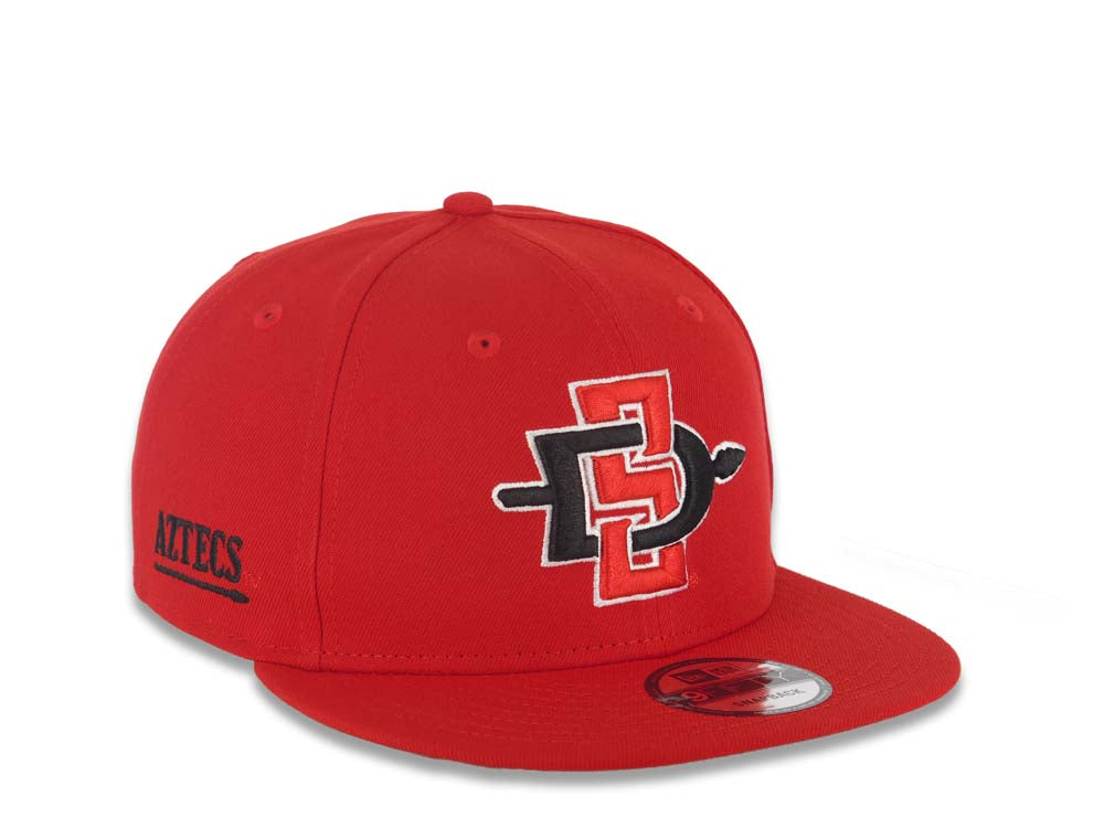 San Diego State Aztecs New Era NCAA 9FIFTY 950 Snapback Cap Hat Red Crown/Visor Team Color Logo Aztecs Side Patch Gray UV