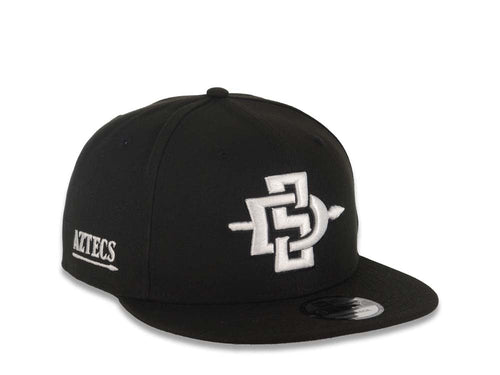 San Diego State Aztecs New Era NCAA 9FIFTY 950 Snapback Cap Hat Black Crown/Visor White Logo Aztecs Side Patch