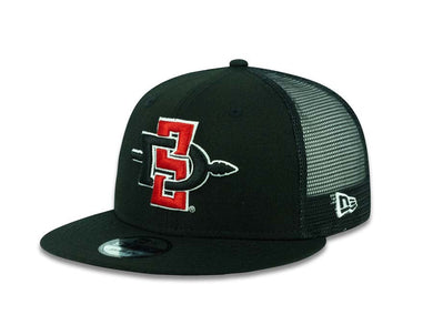 San Diego State Aztecs New Era College 9FIFTY 950 Snapback Cap Hat Mesh Trucker Black Crown/Visor Team Color Logo