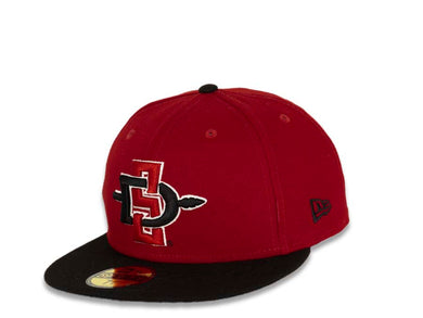 San Diego State Aztecs New Era College 59FIFTY 5950 Fitted Cap Hat Red Crown Black Visor Team Color Logo