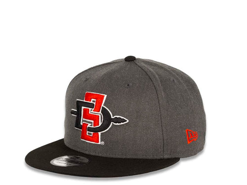 San Diego State Aztecs New Era College 9FIFTY 950 Snapback Cap Hat Heather Dark Gray Crown Black Visor Team Color Logo