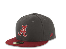 Load image into Gallery viewer, Alabama Crimson Tide New Era NCAA 59FIFTY 5950 Fitted Cap Hat Dark Gray Crown Cardinal Visor Cardinal/White Logo
