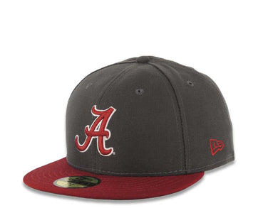 Alabama Crimson Tide New Era NCAA 59FIFTY 5950 Fitted Cap Hat Dark Gray Crown Cardinal Visor Cardinal/White Logo