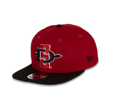 San Diego State Aztecs New Era College 9FIFTY 950 Original Fit Snapback Cap Hat Red Crown Black Visor Team Color Logo