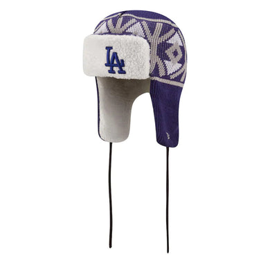 Los Angeles Dodgers New Era MLB Trapper Knit Beanie Hat Royal Blue/Gray Crown/Visor Team Color Logo